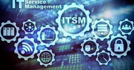 A digital graphic showing components of IT Service Management (ITSM).